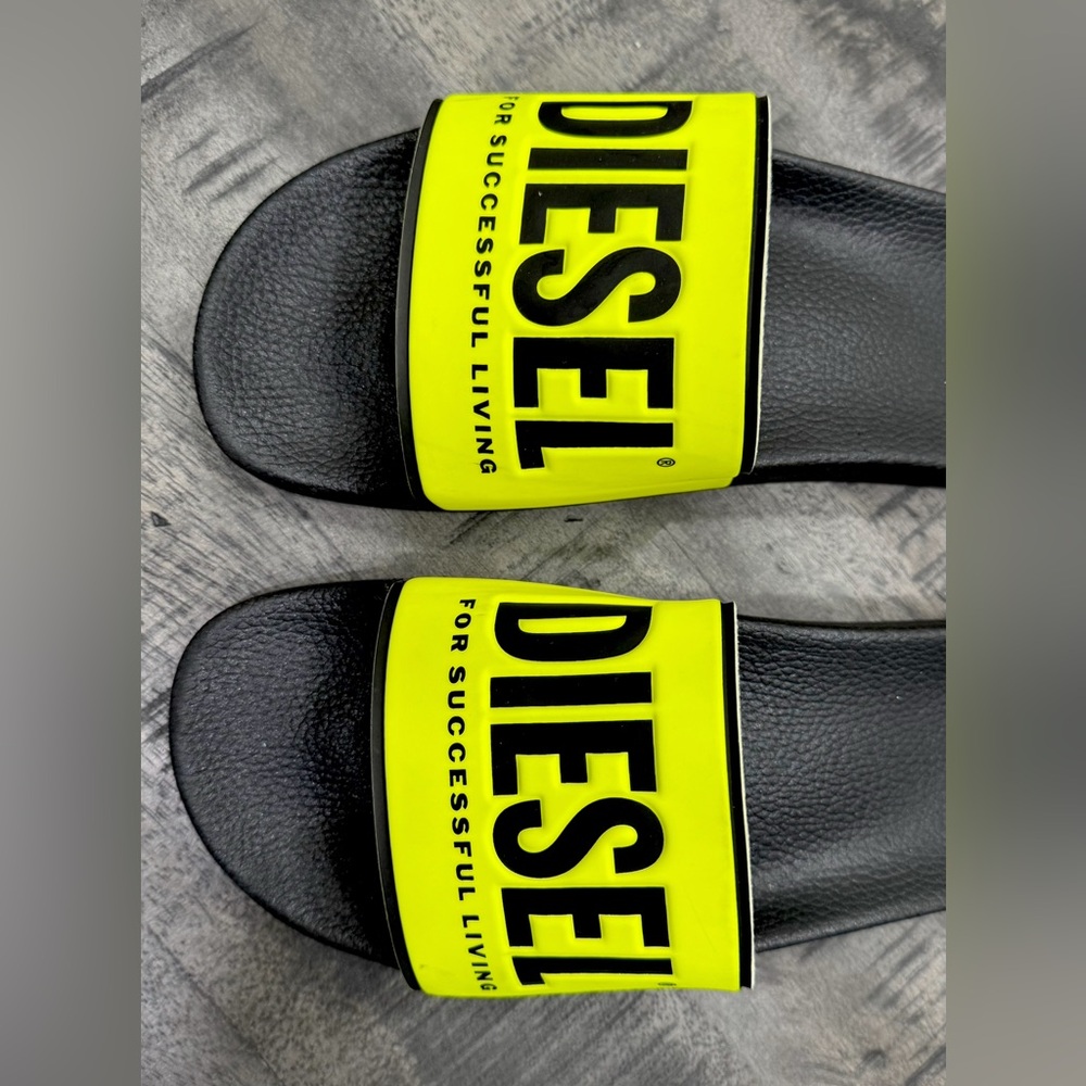Diesel Neon Yellow and Black Slides